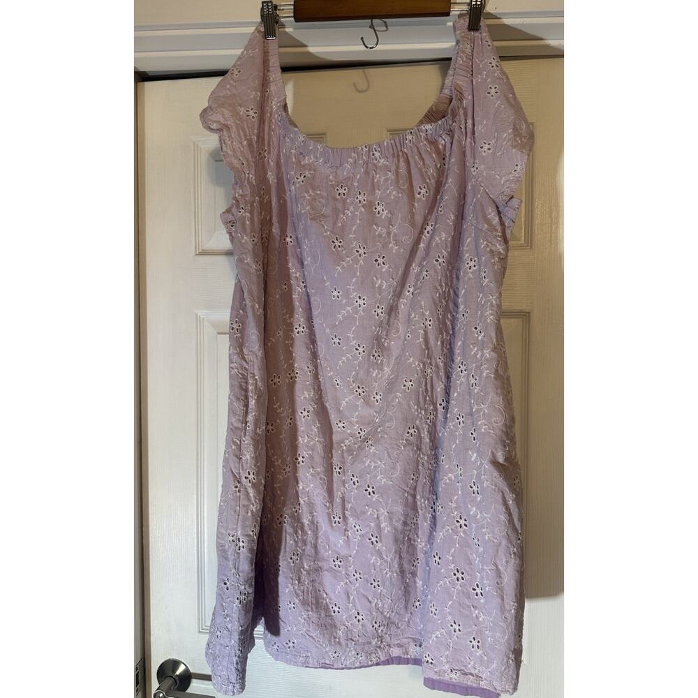 Lane Bryant Short sleeve convertible off shoulder dress 100% cotton 22-24 Purple - Picture 2 of 10